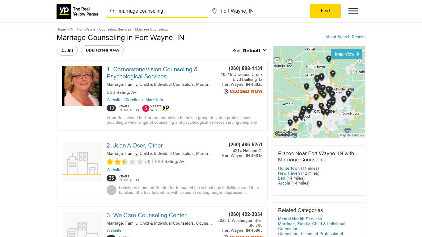 Marriage Counseling in Fort Wayne, IN - Yellow Pages